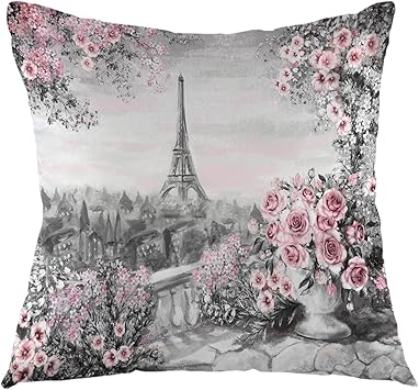 Amazon Com Ofloral Eiffel Tower Throw Pillow Cover Romantic Love