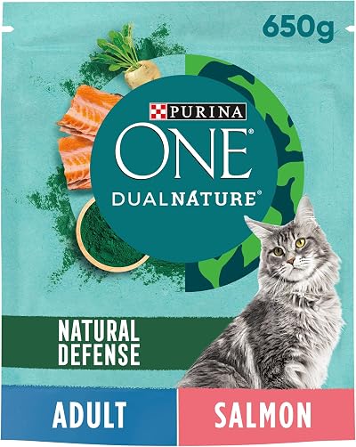 Purina One DualNature Salmon Dry Cat Food 650g Pack of 8