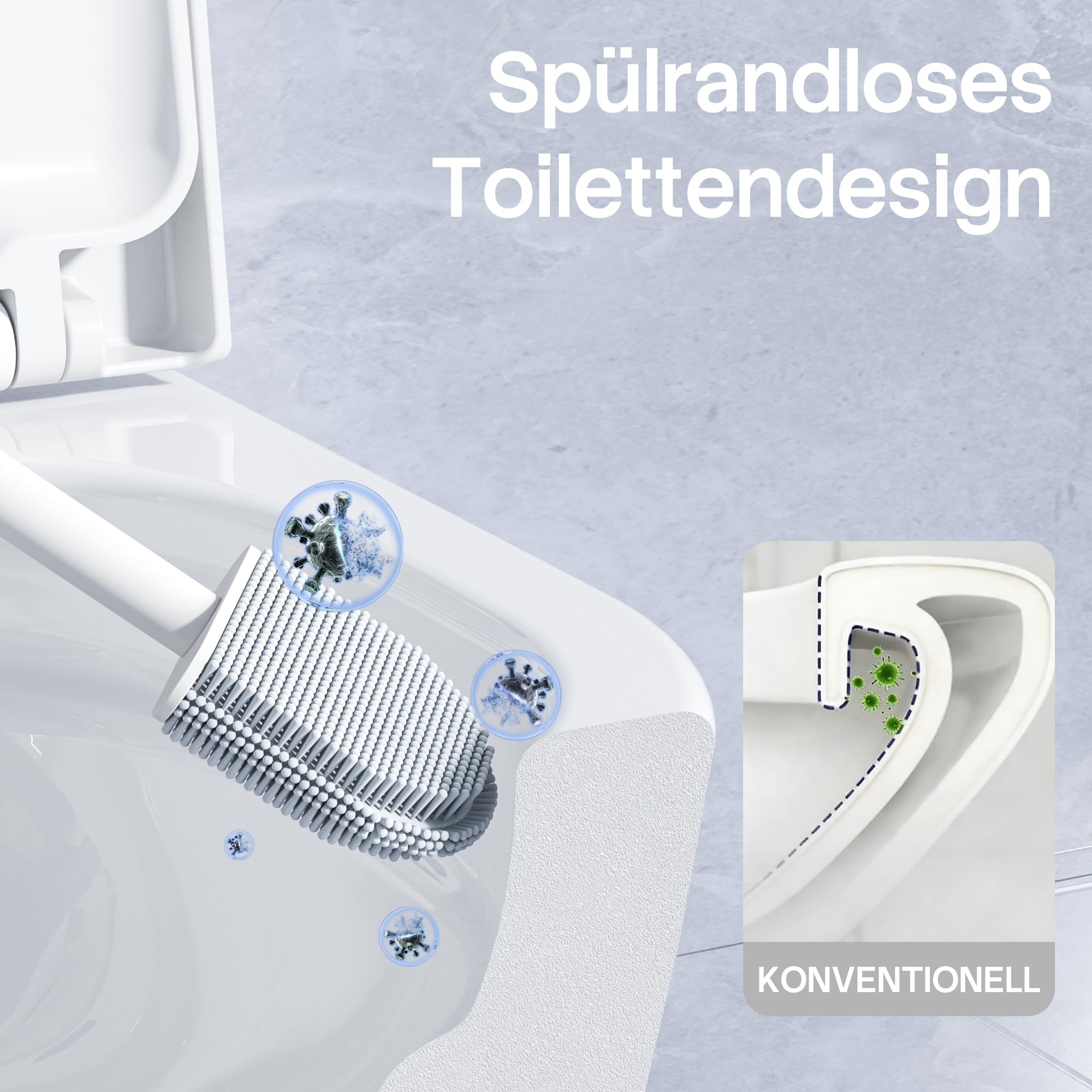 NeoArt Spülrandloses Hänge-WC, Leises Und Wassersparendes Hochleistungs-Spülsystem, Wand-WC Mit Abnehmbarem WC-Sitz Mit Absenkautomatik, Mehrere Farben Verfügbar,49.5 cm (Weiß) 3