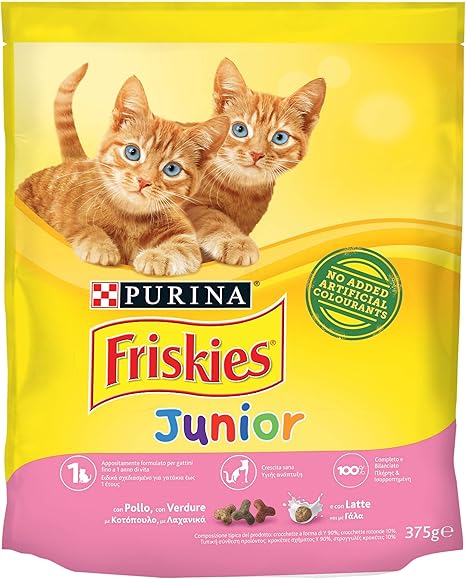 Purina Friskies Croquettes Pour Chat Junior Avec Poulet Lait Et Legumes Ajoutes 12 Sacs De 375 G Chacun Amazon Fr Animalerie