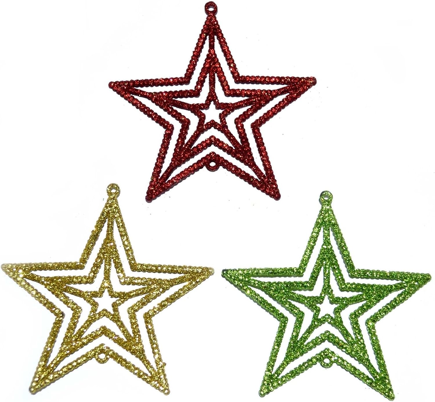 3pcs Glitter Stars Christmas Tree Decoration Xmas Party Hanging Ornament Decor, Multicolor - Image 4