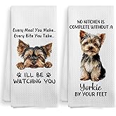 XNXLDYLH Funny Yorkie Yorkshire Terrier Gifts Kitchen Towels and Dishcloths for Women Yorkies Mom Lovers, Yorkie Yorkshire Terrier Decor Dish Hand Tea Towels Sets of 2 for Bathroom Kitchen, 16x24 Inch