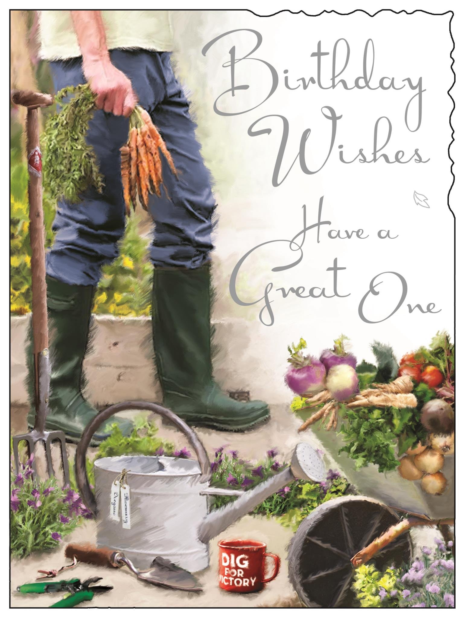 Greeting Card (JJ4252) Male Birthday - Gardening - Foil Embossed Finish