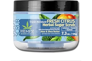 HEMPZ Triple Moisture Sugar Body Scrub - Grapefruit & Peach - All Natural Exfoliating Shea Butter, Sugar, and Salt - For Wome