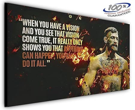 Conor McGregor UFC Fighter Zitat Panorama Leinwanddruck Original Wall Art Bild gerahmt XXL – 4 Panorama Größe Möglichkeiten (