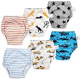 MooMoo Baby 6 Packs Cotton Training Pants Reusable Toddler Potty Training Underwear for Boy 12M-6T