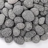 SOUJOY 10lbs Lava Rocks for Fire Pit, 1''-2'' Black Tumbled Natural Lava Stones, Smooth Lava Pebbles for Natural Gas, Fireplace, Propane, Wood, Electrical Firepits & Grills