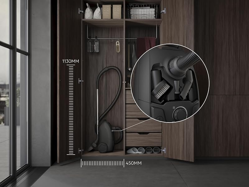 Aspirador com saco AB31C1GG, multisuperfície, compacto, filtro HEPA lavável, 750W, depósito de 3L, raio de 7,5m, ruído baixo 78dB, escova DustPro, 2 acessórios, design sustentável — foto 5 de 7