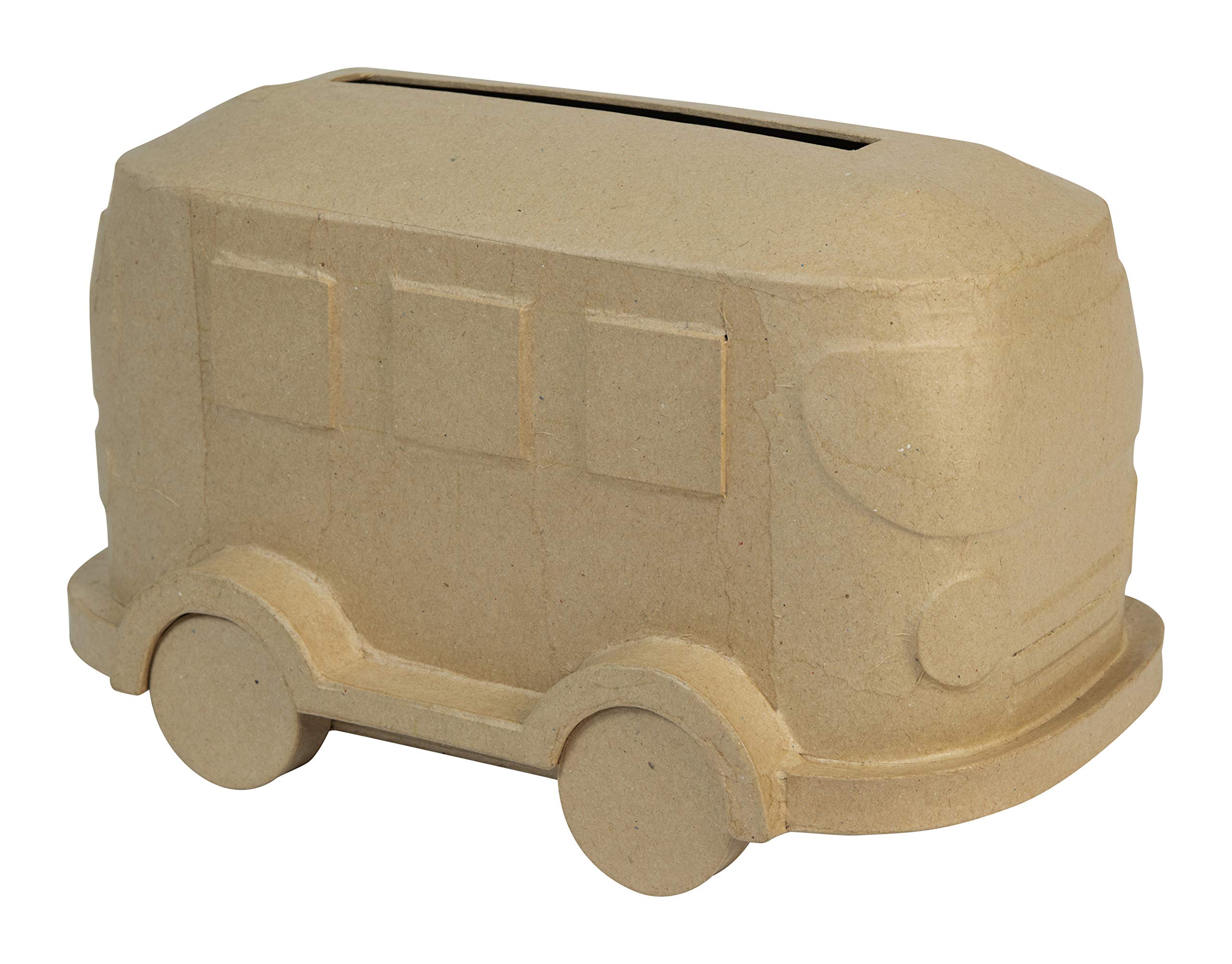 Décopatch - Ref EV021C - Van Money Box - Papier Maché Object to Decorate - 31 x 19.5 x 19cm - Decorate with Décopatch Papers & PaperPatch Glue, Glitter, Paints
