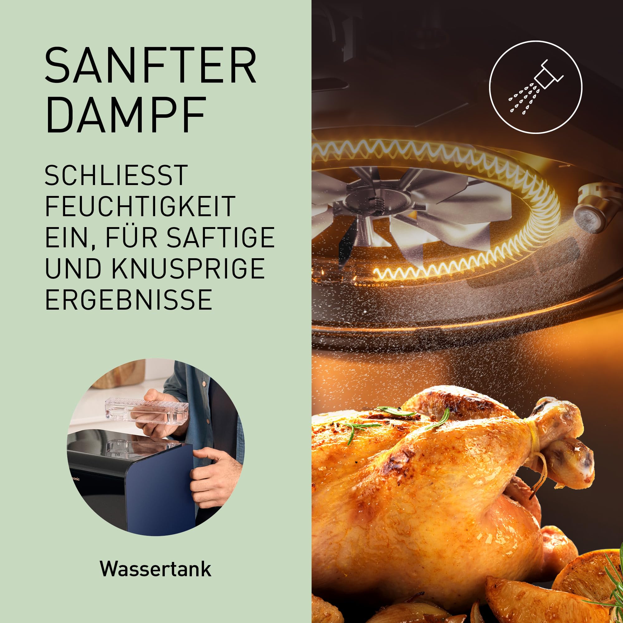 Panasonic NF-CC600AXE Air Fryer mit Sichtfenster, 6 l, 80–200 °C, digitaler Timer & LCD-Display, sanfte Dampfzugabe, 11 Voreinstellungen, einfache Reinigung, Schwarz mit Griff in Roségold 3