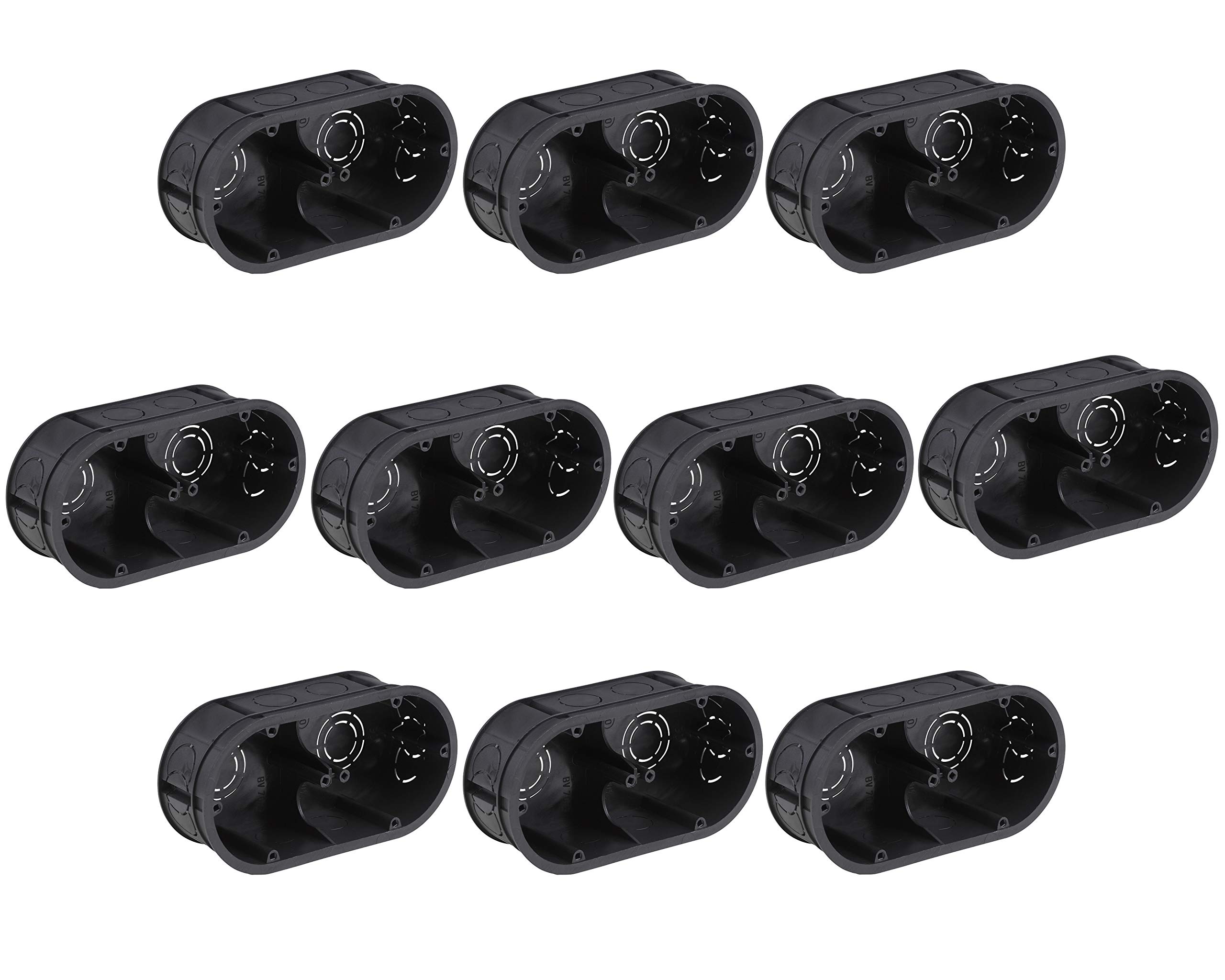 Meister 7460740 Double Flush-Mounted Switch Box 45 mm Deep Black Pack of 10 145 x 75 mm for Installation of Switches and Sockets/Flush-Mounted Box Double/Device Box/Junction Box