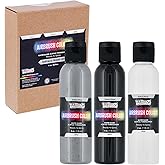 U.S Art Supply Black, White, Gray Surface Primer Airbrush Paint, 3 Color Set, 4 oz - Ready-To-Spray, Water-Based Acrylic Polyurethane - Artist Priming, Plastic, Metal, Canvas, Wood, Hobby Models Craft