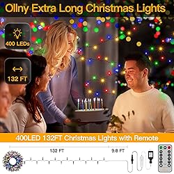 Ollny Christmas Lights 400LED 132FT, Plug-in