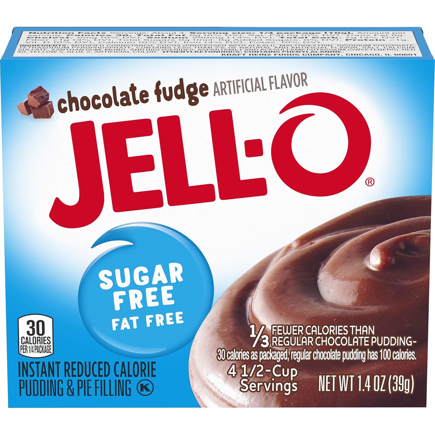 Jell-O Instant Chocolate Fudge Sugar-Free Fat Free Pudding & Pie Filling (1.4 oz Boxes, Pack of 24)