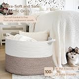 TIMEYARD 115L Extra Large Blanket Basket Soft Cotton Rope Storage White Brown view 5