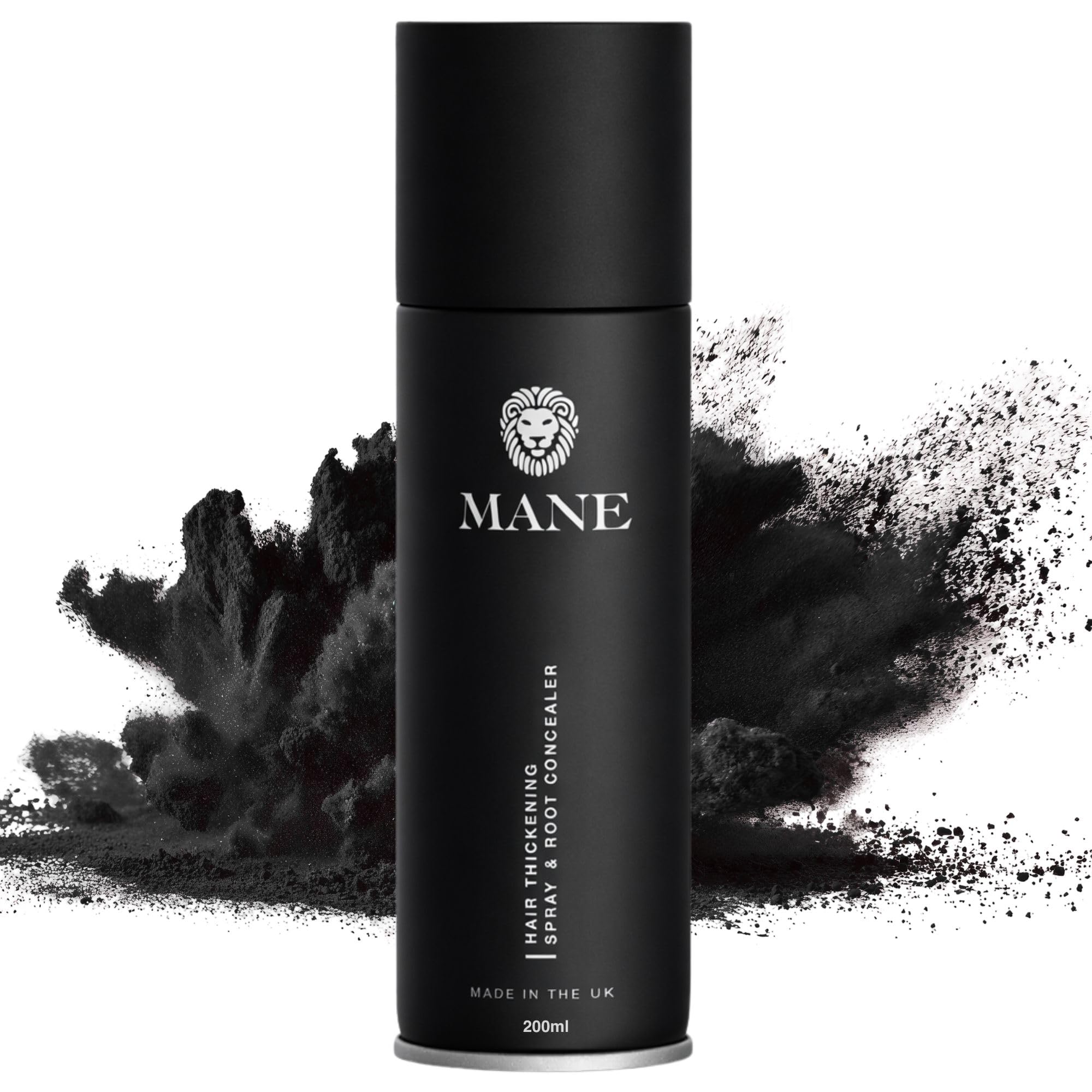 Mane Micro-Mineral Hair Thickening Spray & Root Touch Up Spray, Instant Volume & Root Cover Up for Thinning or Fine Hair, Lightweight Buildable Coverage for Men & Women, Jet Black, 200 ml