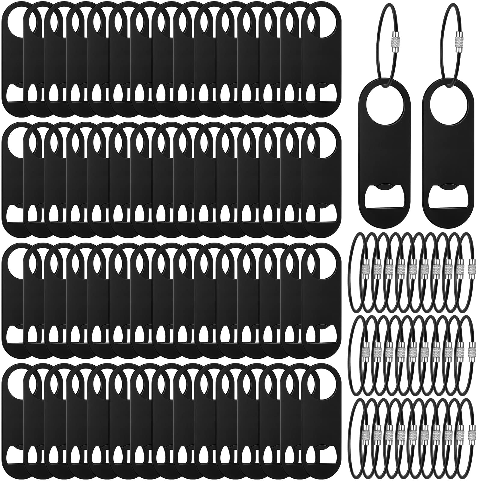 Photo 1 of 60 Pieces Stainless Steel Flat Bottle Opener with Keychain 3.5 x 1.3 Inches Beer Bottle Opener Flat Bottle Cap Opener with Keyring for Men Women Bartender Kitchen Bar Restaurant, Black