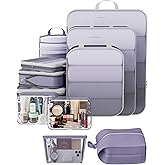 Veken 11 Set Compression Packing Cubes for Travel Essentials,Compressible Expandable Large Luggage Suitcase Organizer Bags for Clothing,Durable Space Saver Storage Bags with Toiletry Bags(Purple Gray)