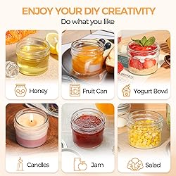 ComSaf Mini Mason Jars 4oz - 16 Pack, Regular Mouth