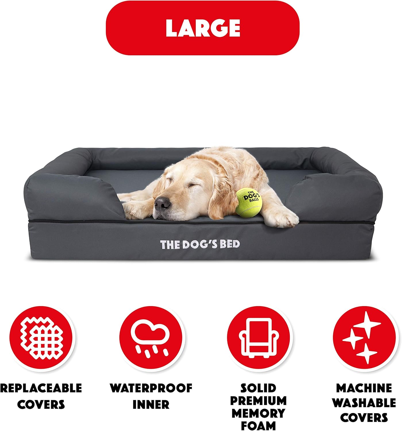 The Dog's Bed, Orthopedic Premium Memory Foam Waterproof Dog Bed, 4 Sizes/6 Colors, Ease Pet Arthritis & Hip Dysplasia Pain, Therapeutic & Supportive, Removable Washable Quality Oxford & Plush Covers : Pet Supplies