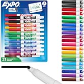 EXPO Dry Erase Markers, Low Odor Ink, Assorted Colors, Fine Tip, 21 Count - Whiteboard, Essential Supplies for Office, School, Classroom, Teachers