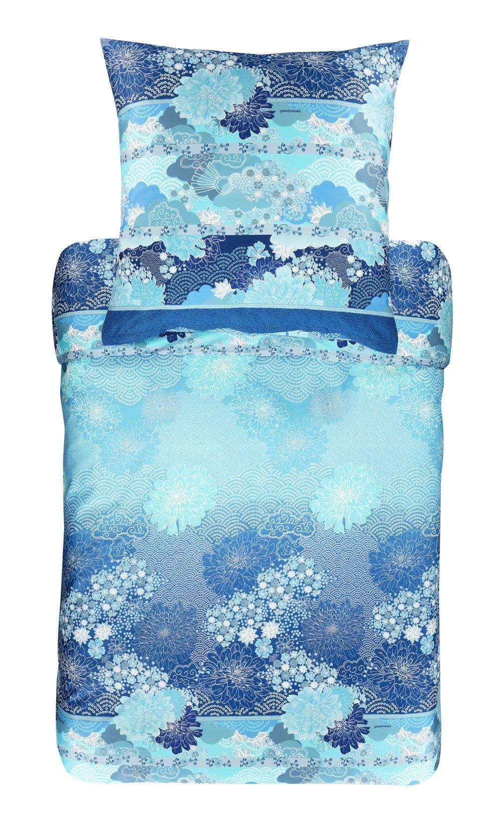 Bassetti Bed Linen, 100% Cotton, Blue, 1 Bettbezug 155 x 220 cm + 1 Kissenbezug 80 x 80