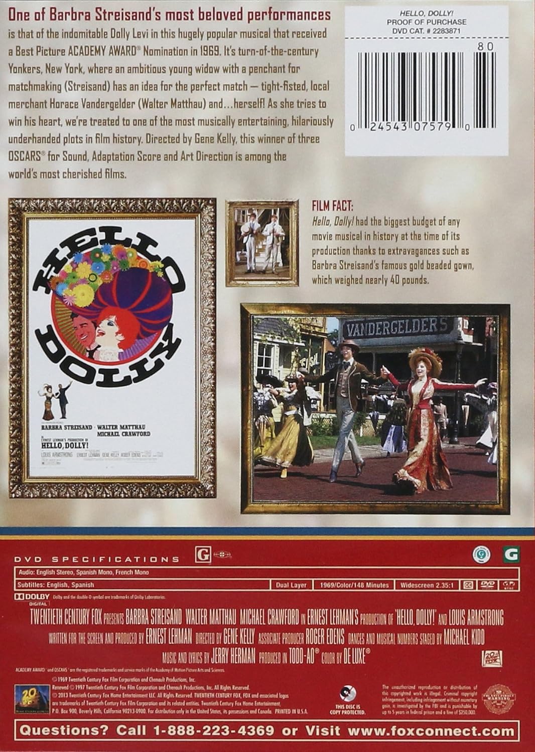 Amazon Com Hello Dolly Barbra Streisand Walter Matthau Michael Crawford Marianne Mcandrew Danny Lockin E J Peaker Joyce Ames Tommy Tune Judy Knaiz David Hurst Fritz Feld Richard Collier Harry Stradling Sr Gene Kelly
