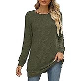 Auremore Sweaters for Women Long Sleeve Crewneck Sweatshirt Loose Casual Tunic Tops