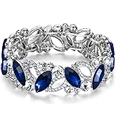 Flyonce Wedding Bridal Marquised Rhinestone Crystal Elastic Stretch Bracelets for Women