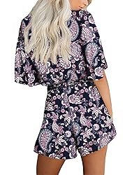 Relipop Women's Summer Romper Floral Print V Neck