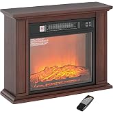 HOMCOM 26" Electric Fireplace with Mantel Surround Freestanding Dark Brown | 1400W Replaceable Fireplace Insert Heater with Realistic Log, Adjustable Flame Effect, Remote, for Living Room