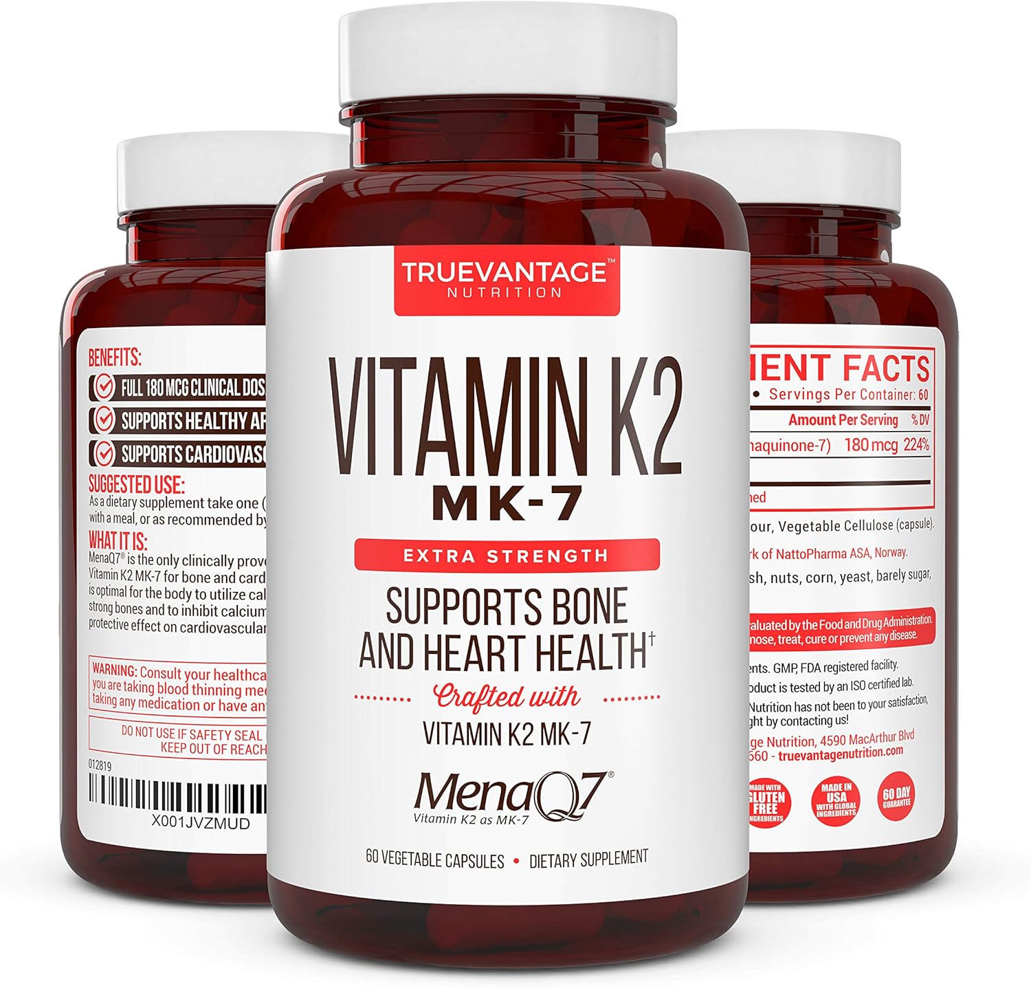 Premium Extra Strength Vitamin K2 Supplement 180mcg