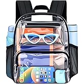 Clear Bag for Stadium Events, 12x6x12 Clear Backpack with Reinforced Strap, Stadium bag for Sports Concerts Work Travel, Black