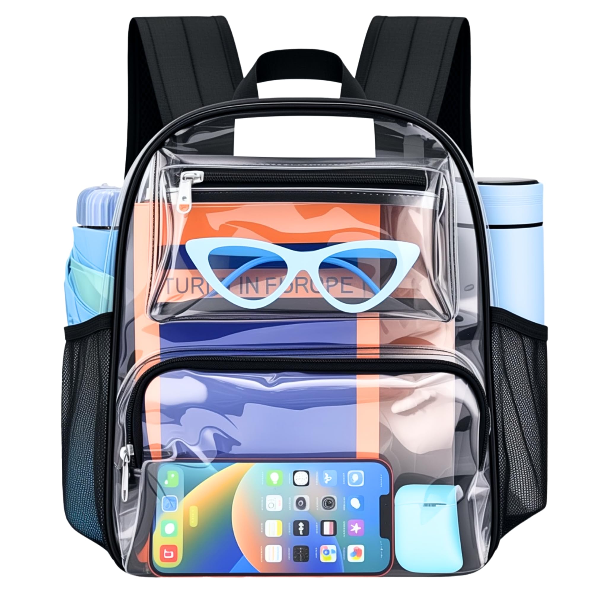 Photo 1 of Clear Bag for Stadium Events, 12x6x12 Clear Backpack with Reinforced Strap, Stadium bag for Sports Concerts Work Travel, Black