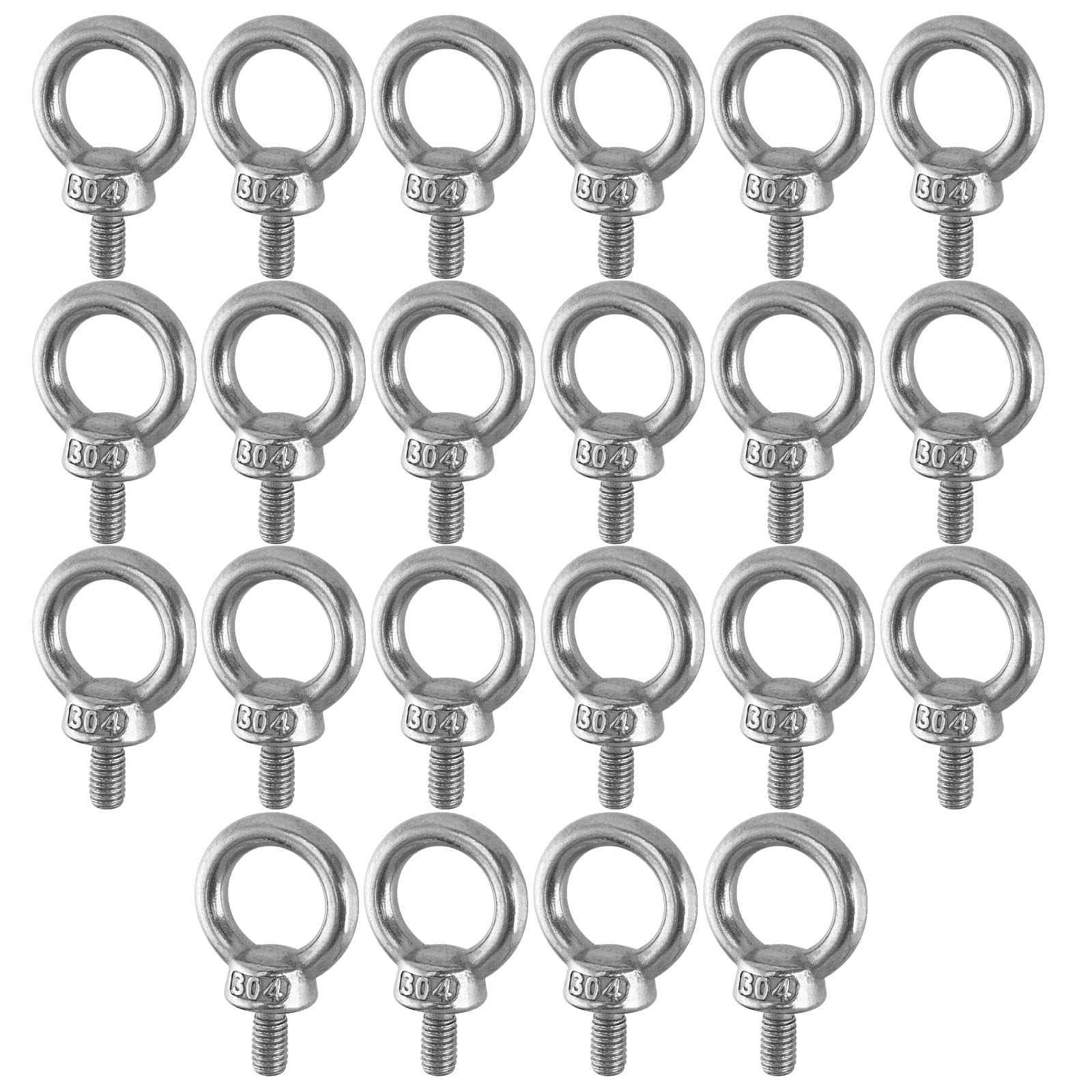 NAMYEUT Pack of 22 Eye Bolts M6 Stainless Steel Eye Bolts Stainless Steel Eye Bolt Ring Round Eye Bolt for Roll of Attachment and Hanging