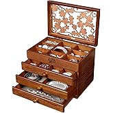 Changsuo Wooden Jewelry Box for Women with, Drawers, Medium Jewelry Storage Organizer