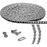 Tandefio #41 20 ft Roller Chain for Gate Openers Carbon Steel Operator Chain with 2 Connecting Links for Extension Replacement Electric Automatic Sliding Gate Opener Garage Hanger Door Karts Bike