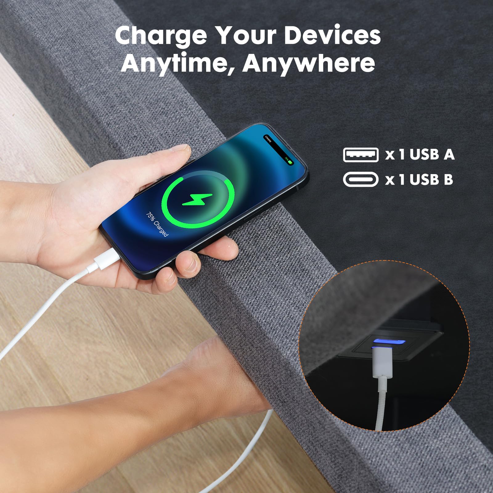 OLIXIS Adjustable Bed Frame Queen Size, Wireless