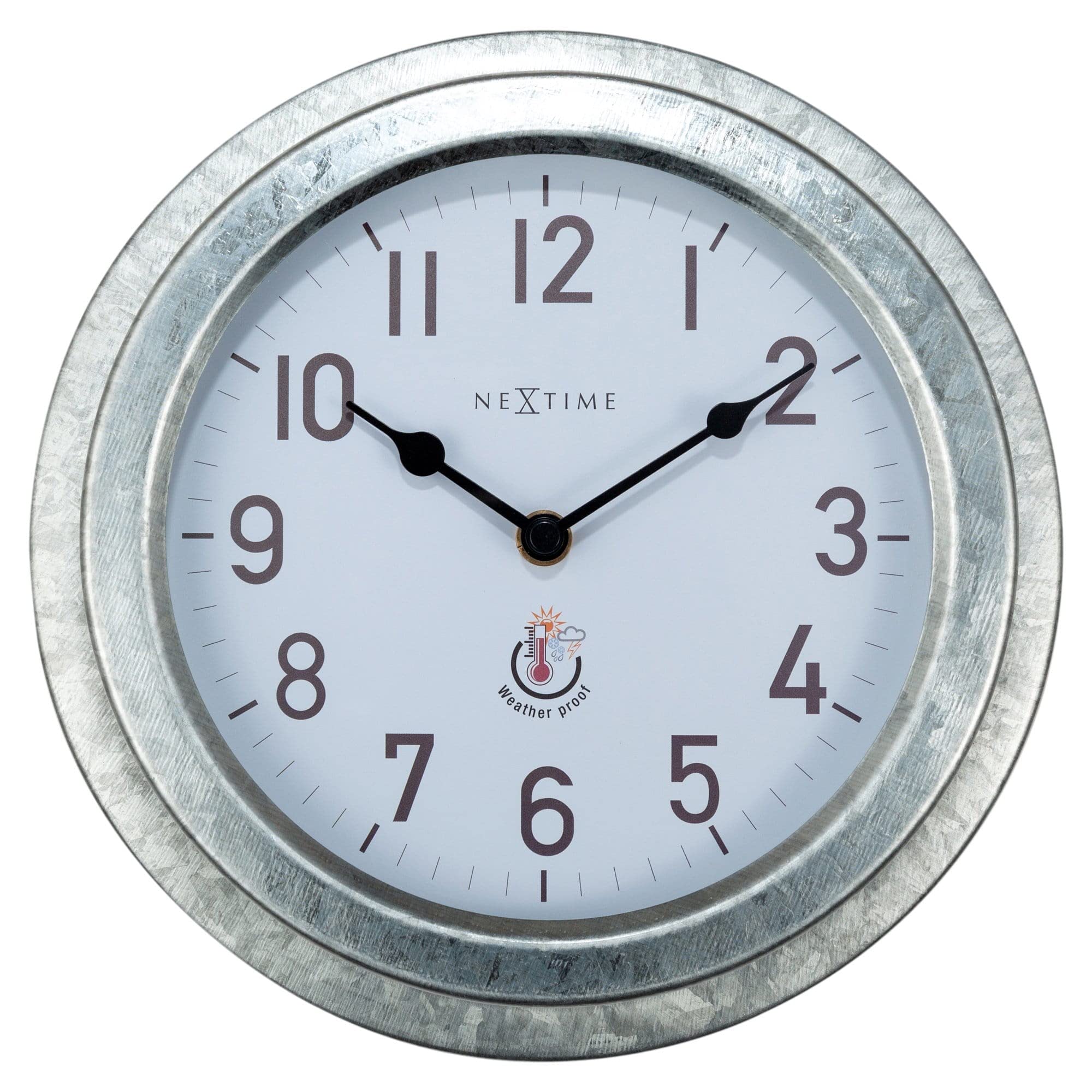 NexTime Outdoor Wall clock - 22 cm Ø - Galvanized metal - Poppy