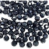 LIMAOLLY 200pcs 6mm Round Crystal Glass Beads Faceted Spacer AB Color Beads for Jewelry Making DIY Craft Making Necklace Bracelet Earring Wind Chimes Suncatchers Ornament, Black
