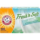ARM &amp; HAMMER Fabric Softener Dryer Sheets, 100 Count | Free of Perfumes and Dyes, Softens Clothes, Reduces Static Cling