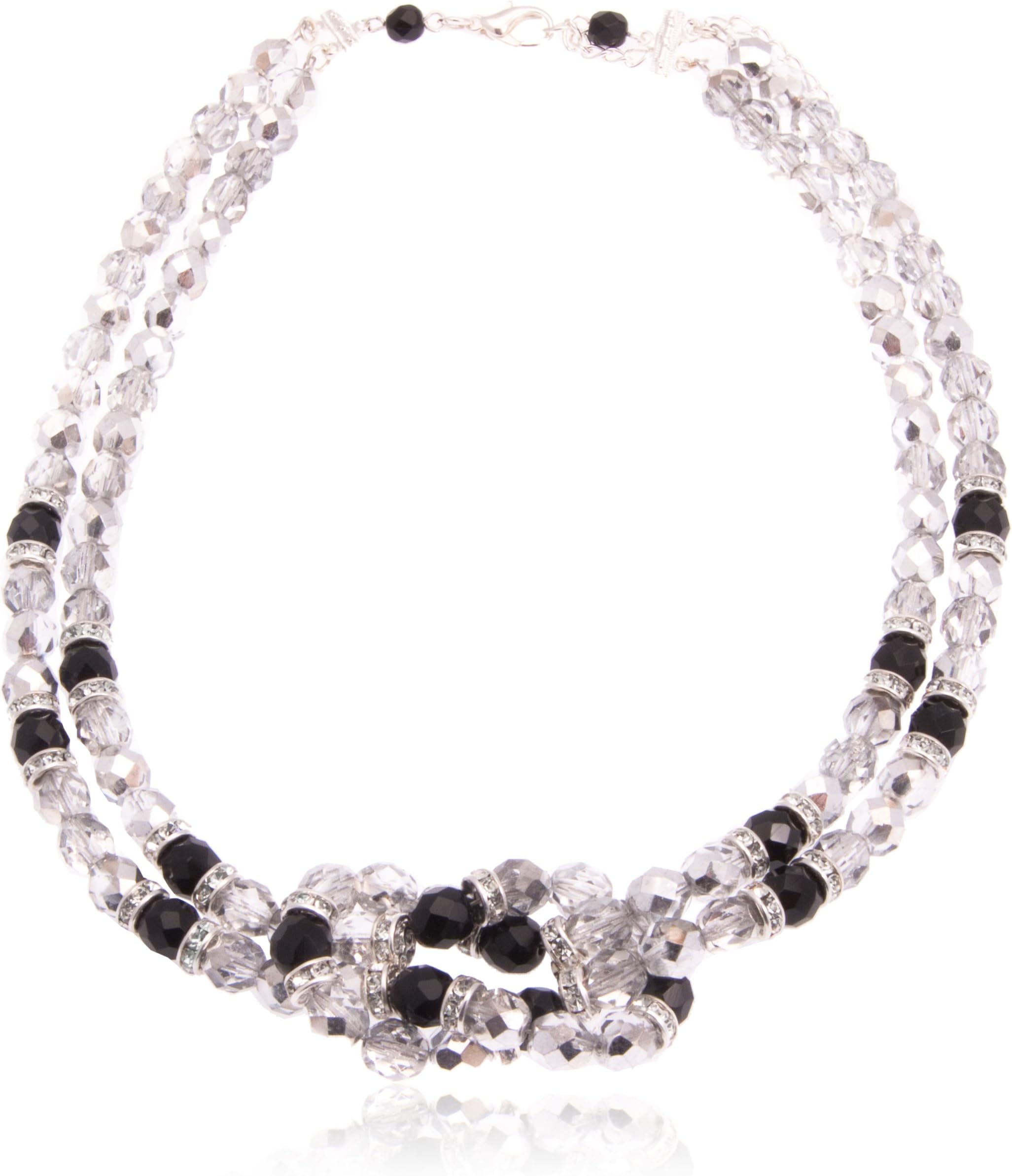 Claire Garnett 8mm Partly Silver Coated Glass Bead Necklace with 32 Spacers