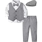 A&J DESIGN 5pcs Baby & Toddler Suit, 12 Months - 5T, Shirt & Pants & Vest & Bow Tie & Driver Cap