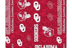 SYKEL ENTERPRISES University of Oklahoma Fleece Blanket Fabric-Oklahoma Sooners Fleece Fabric-Camouflage Design