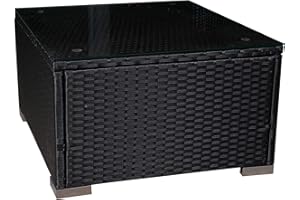 MCombo Outdoor Patio Rattan Wicker Sofa Black Coffee Table Garden Sectional Set with Desk 6082-5005ST-BK