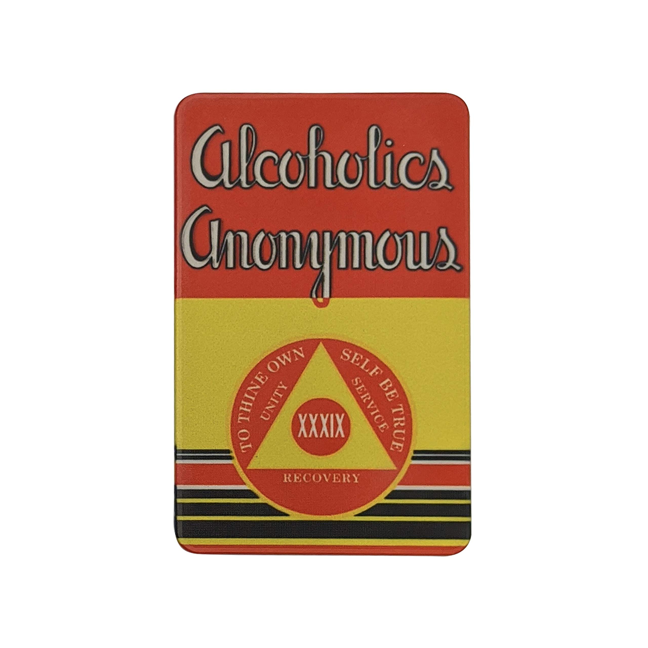 MYRECOVERYSTORE First Edition” Big Book Alcoholics Anonymous Rectangular AA Sobriety Chip with How It Works (Years 1-50 Offered) Wallet Card Style Recovery Chip (Year 39)