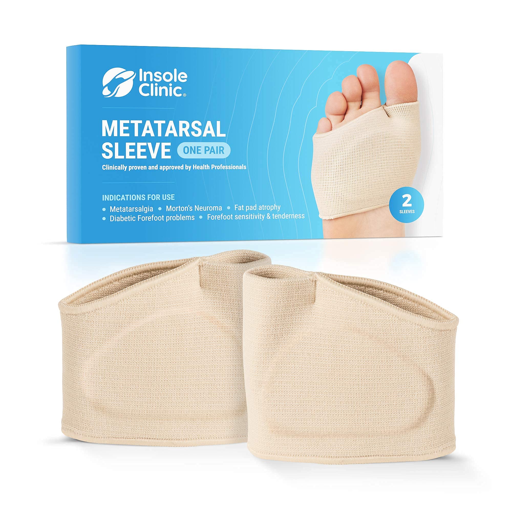 Insole Clinic Metatarsal Pads for Men & Women – Ball of Foot Cushions for Pain Relief, Metatarsalgia, Morton's Neuroma, Blisters, Calluses – Gel Forefoot Support XL (8-12)