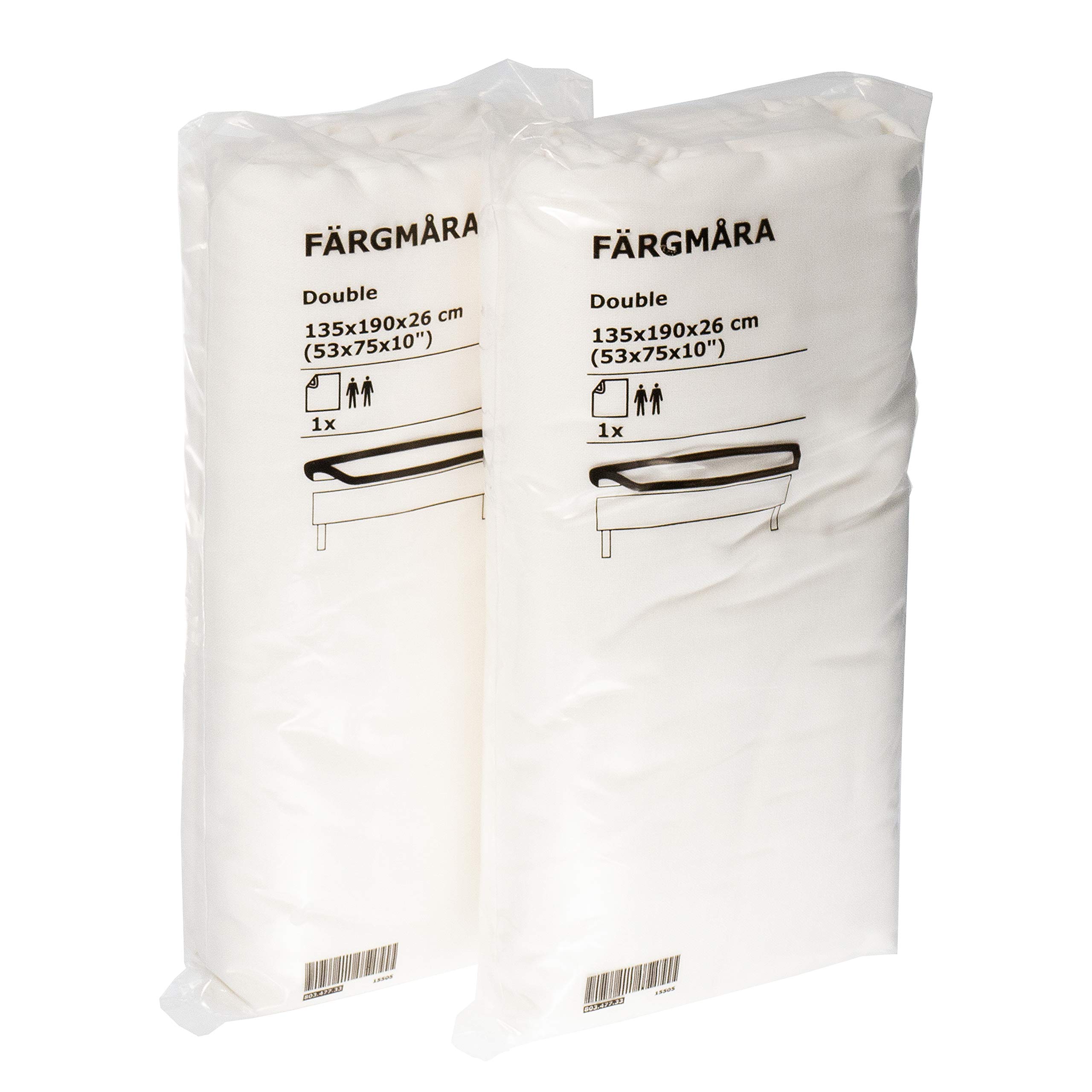 Ikea FARGMARA 135x190cm UK Double White Fitted 100% Cotton Bed Sheet - Set of 2
