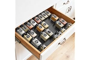 Ceecysaa Spice Drawer Organizer, 4 Tier- 8 Pack Expandable From 9" to 18" Seasoning Jars Drawers Insert, Kitchen Spice Rack O