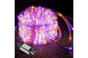 XMASBOKEH Purple Orange Halloween Lights, 66FT 200 LED Rope Lights for Outside Waterproof with 8 Modes, Connectable Tube String Lights for Indoor, Garden, Backyard, Patio, Deck, Pool, Tree Decorations